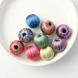 巻き糸ビーズ ラウンド型 17mm  イエローグレー 2個入(5セット入り)