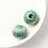 巻き糸ビーズ ラウンド型 17mm  グリーンベージュ 2個入(5セット入り)