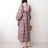 ブロックプリント ワンピース｜雨上がりの紫陽花