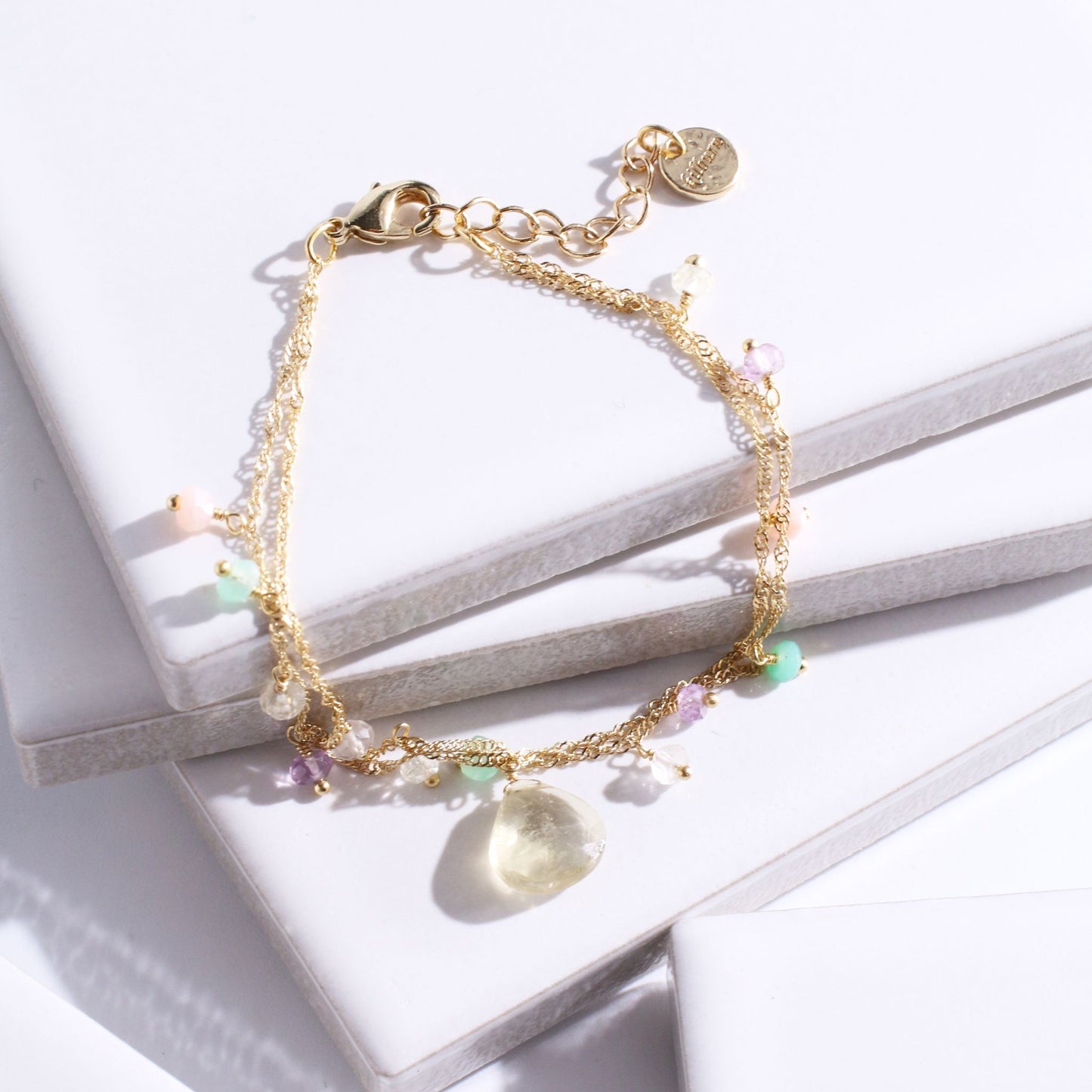 Lemon tools x rose quartz x pink opal 2 consecutive bracelets