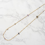 Iolite x Pink Amethyst x Freshwater Pearl Long Necklace