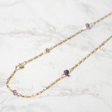 Iolite x Pink Amethyst x Freshwater Pearl Long Necklace