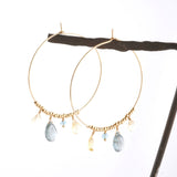 Aquamarine x Citrin x Lemon Quartz Hoop Clip-on earringss