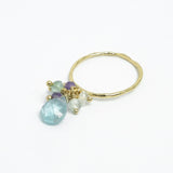 Natural stone apatite amethyst / aquamarine ring