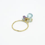 Natural stone apatite amethyst / aquamarine ring