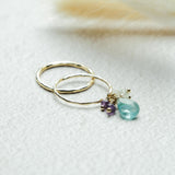 Natural stone apatite amethyst / aquamarine ring