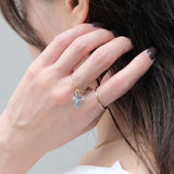 Natural stone apatite amethyst / aquamarine ring