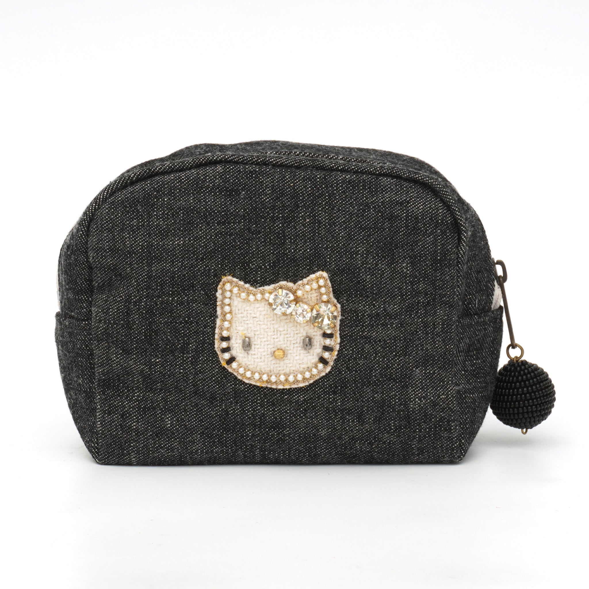 ハローキティ ブラックデニムボックスポーチ