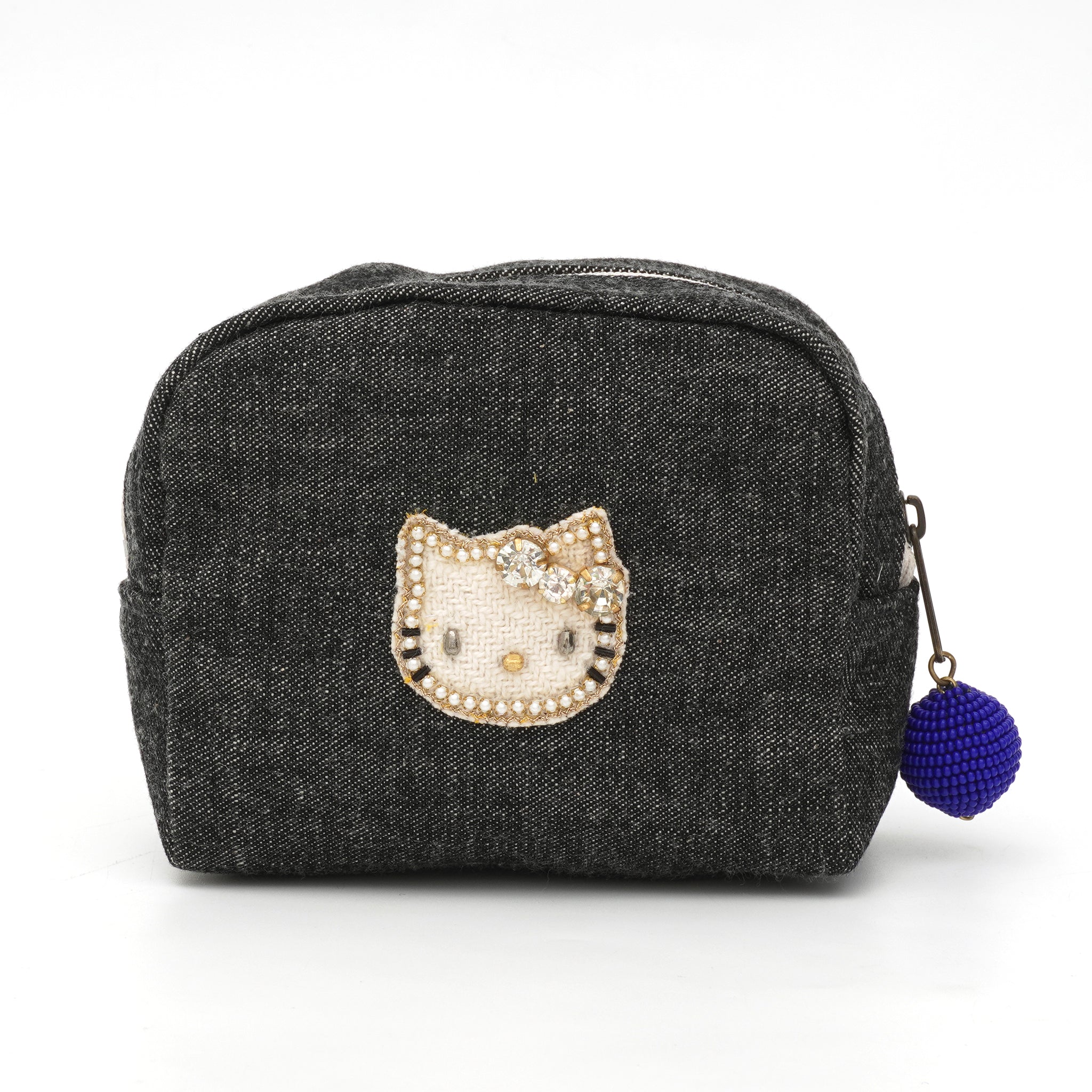 ハローキティ ブラックデニムボックスポーチ