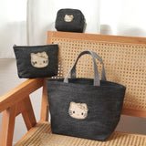 ハローキティ ブラックデニム 舟形トートバッグ