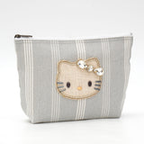 HelloKitty グレーストライプ舟形ポーチ