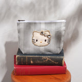 HelloKitty グレーストライプ舟形ポーチ