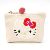 HelloKitty 機械刺繍キャンバスポーチＭ