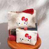 HelloKitty 機械刺繍キャンバスポーチＬ