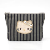HelloKitty ストライプポーチグレー
