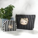 HelloKitty ストライプポーチグレー