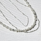 Pearl x Simple 2 consecutive chain 3WAY Necklace