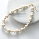 Large cotton pearl short necklace