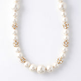 Cotton Pearl x Stone Magnet Short Necklace