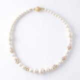 Cotton Pearl x Stone Magnet Short Necklace