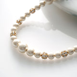 Cotton Pearl x Stone Magnet Short Necklace