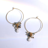 Coating quartz and blueoutle marine hoop earrings