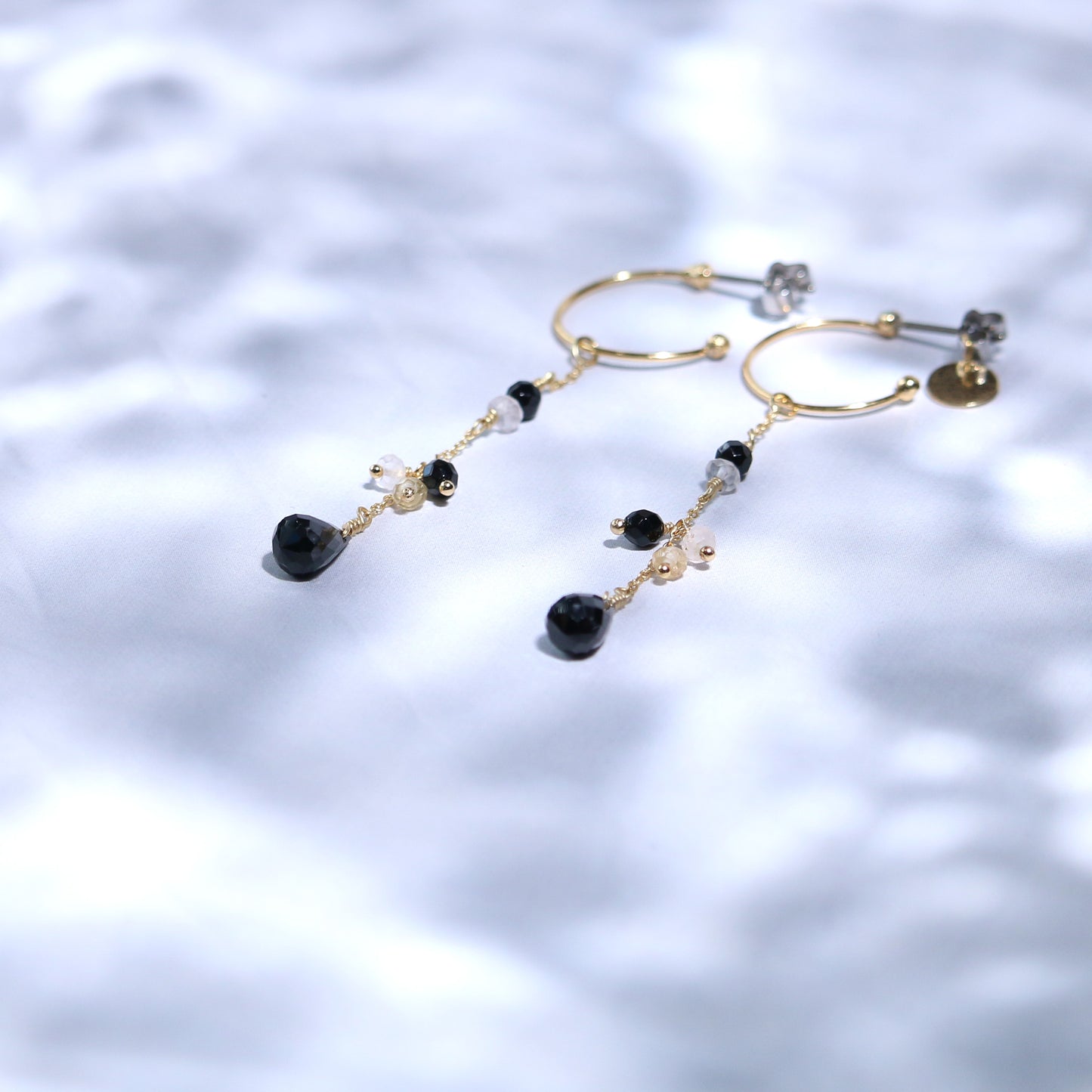 Black Spinel long earrings