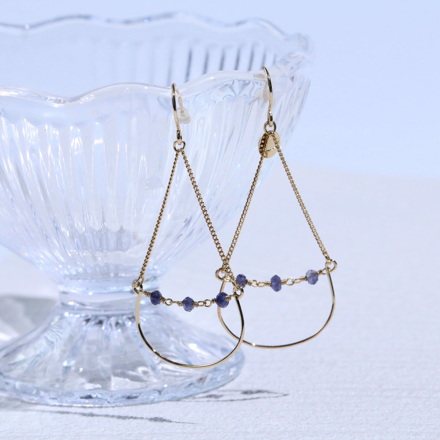 Hook earrings for Iolite and metal parts