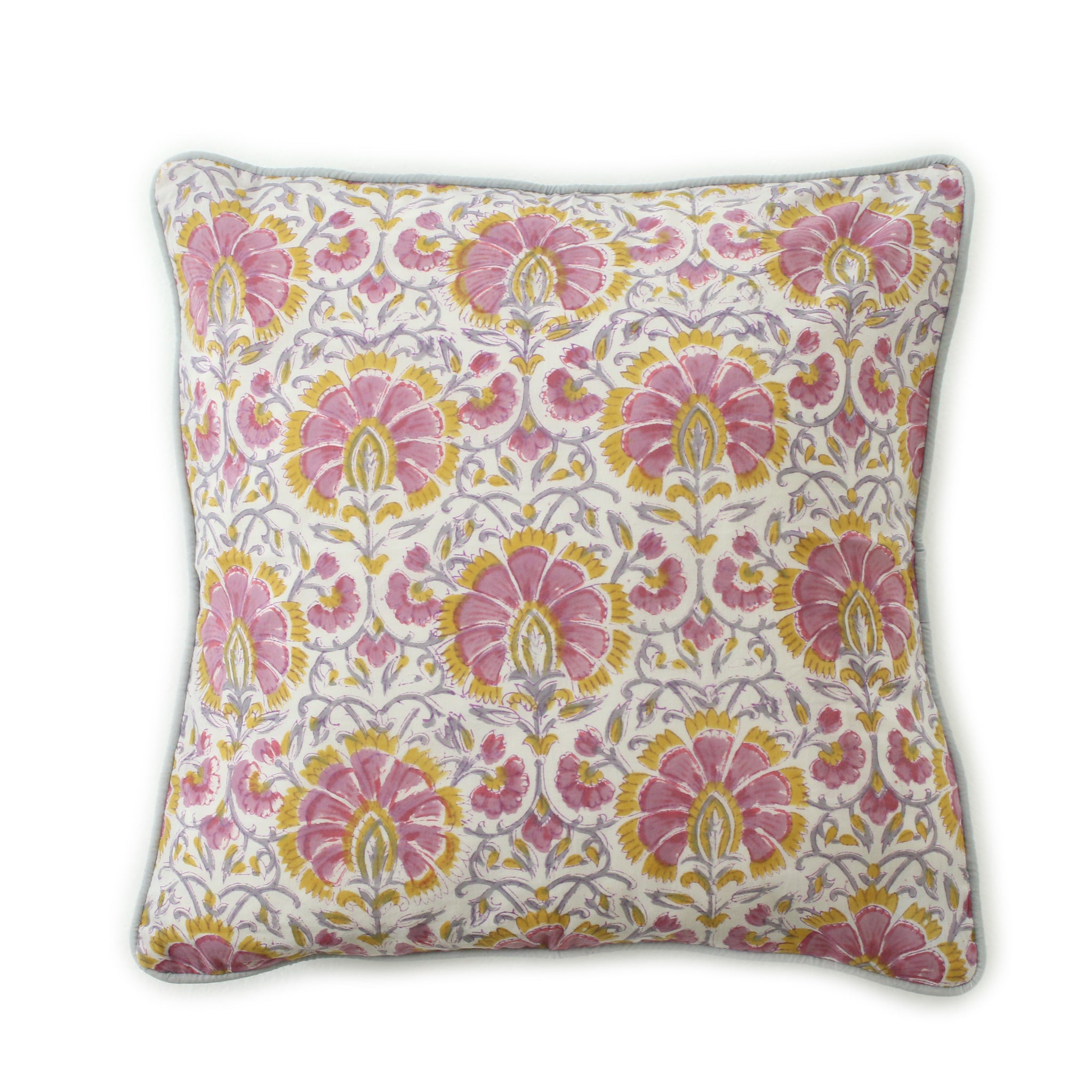 ブロックプリントクッションカバー