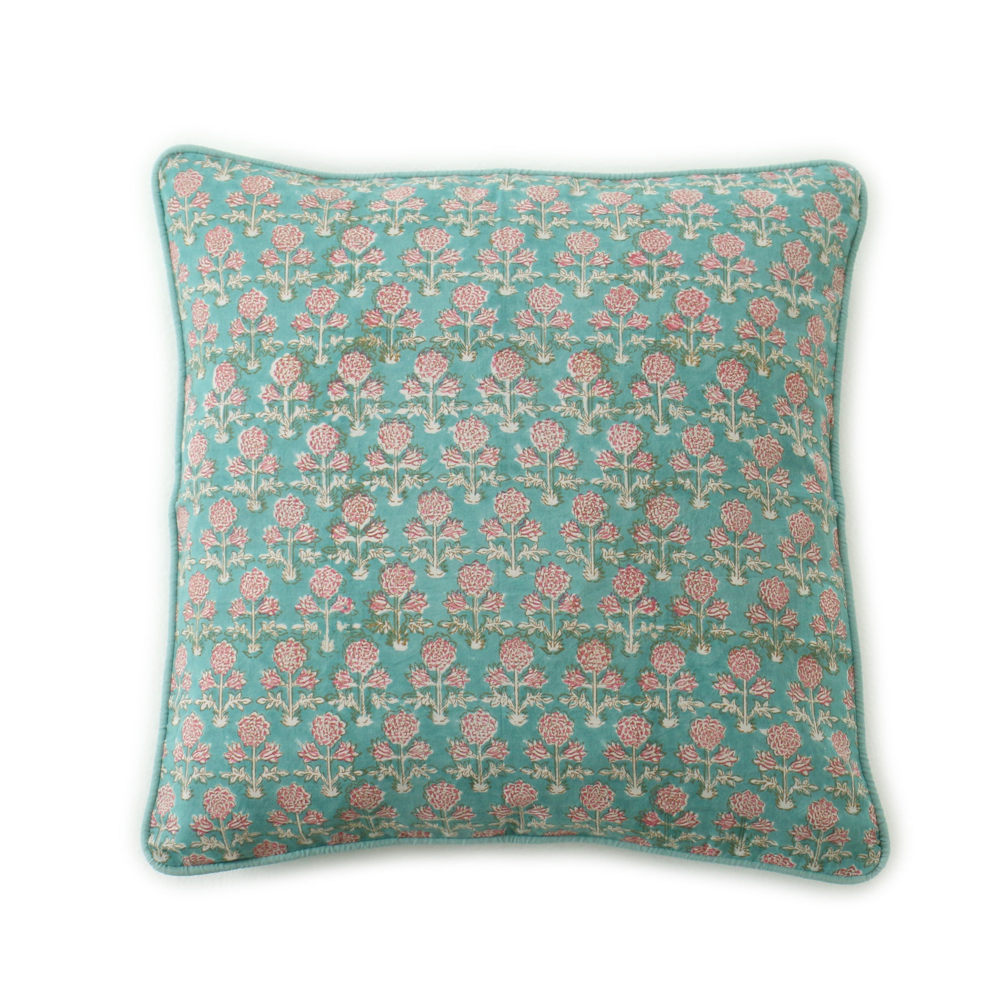 ブロックプリントクッションカバー