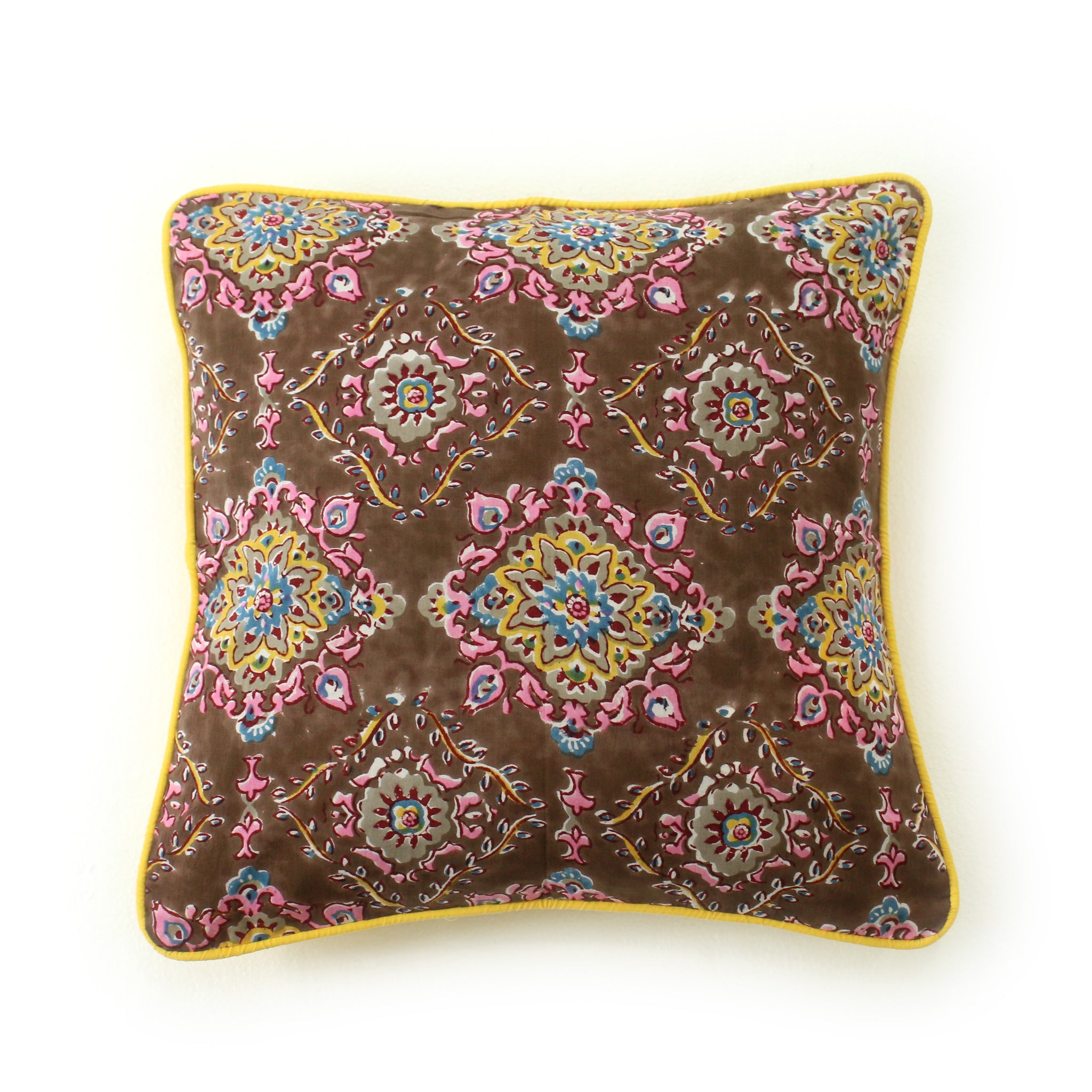 ブロックプリントクッションカバー