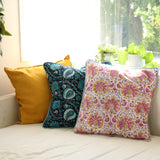 ブロックプリントクッションカバー