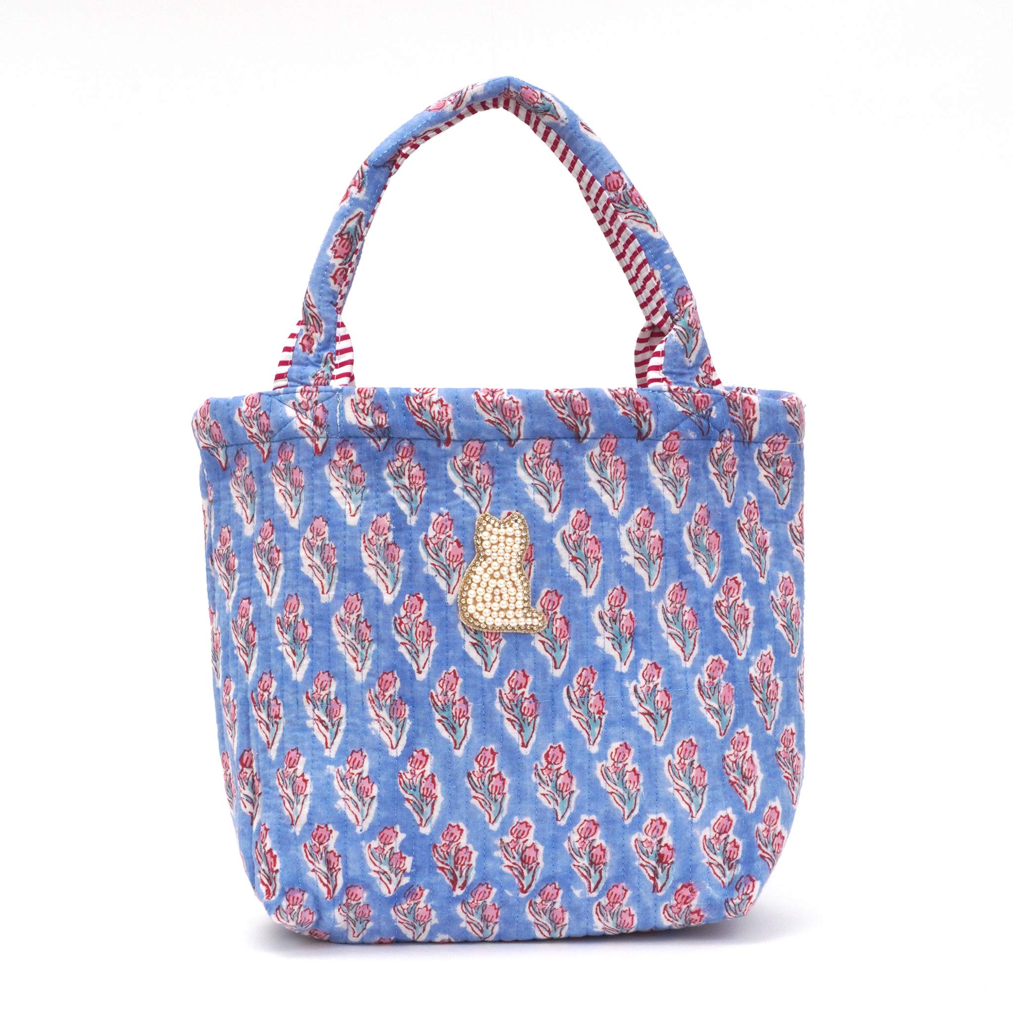 ブロックプリントバッグ｜ねこ