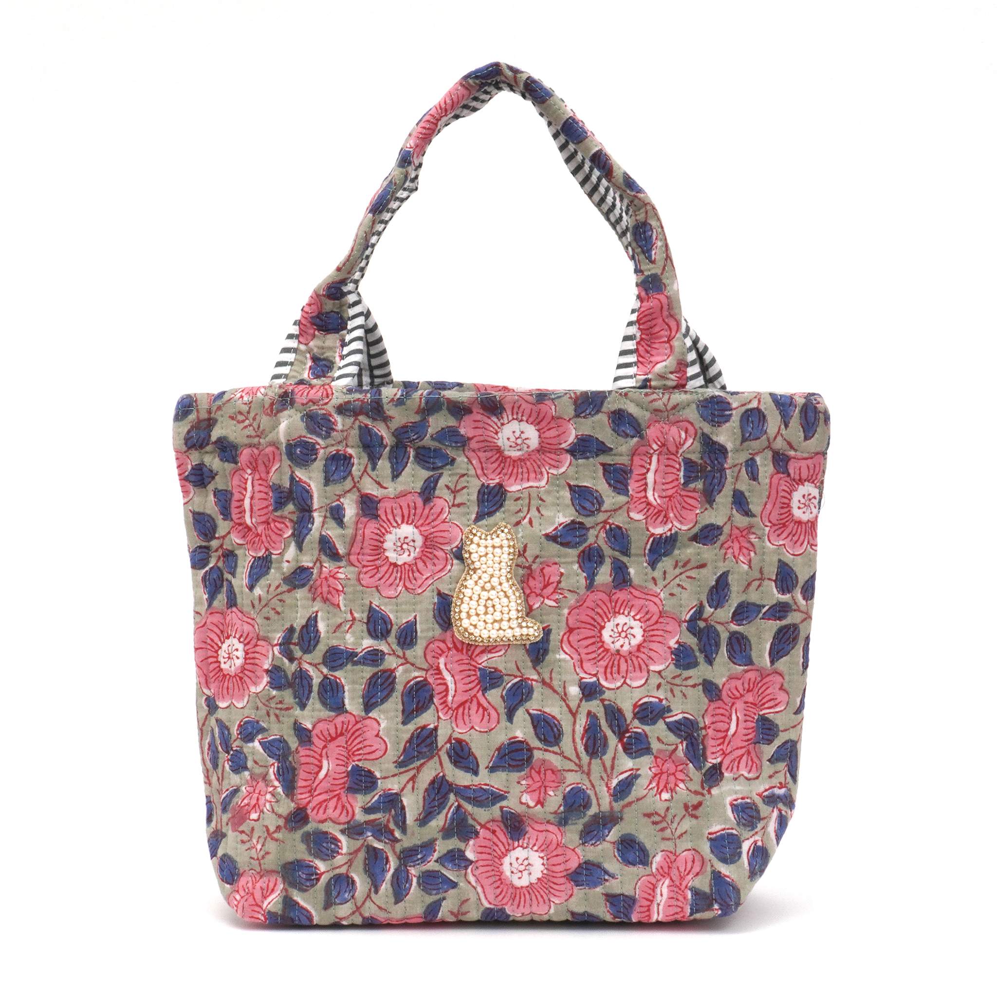 ブロックプリントバッグ｜ねこ