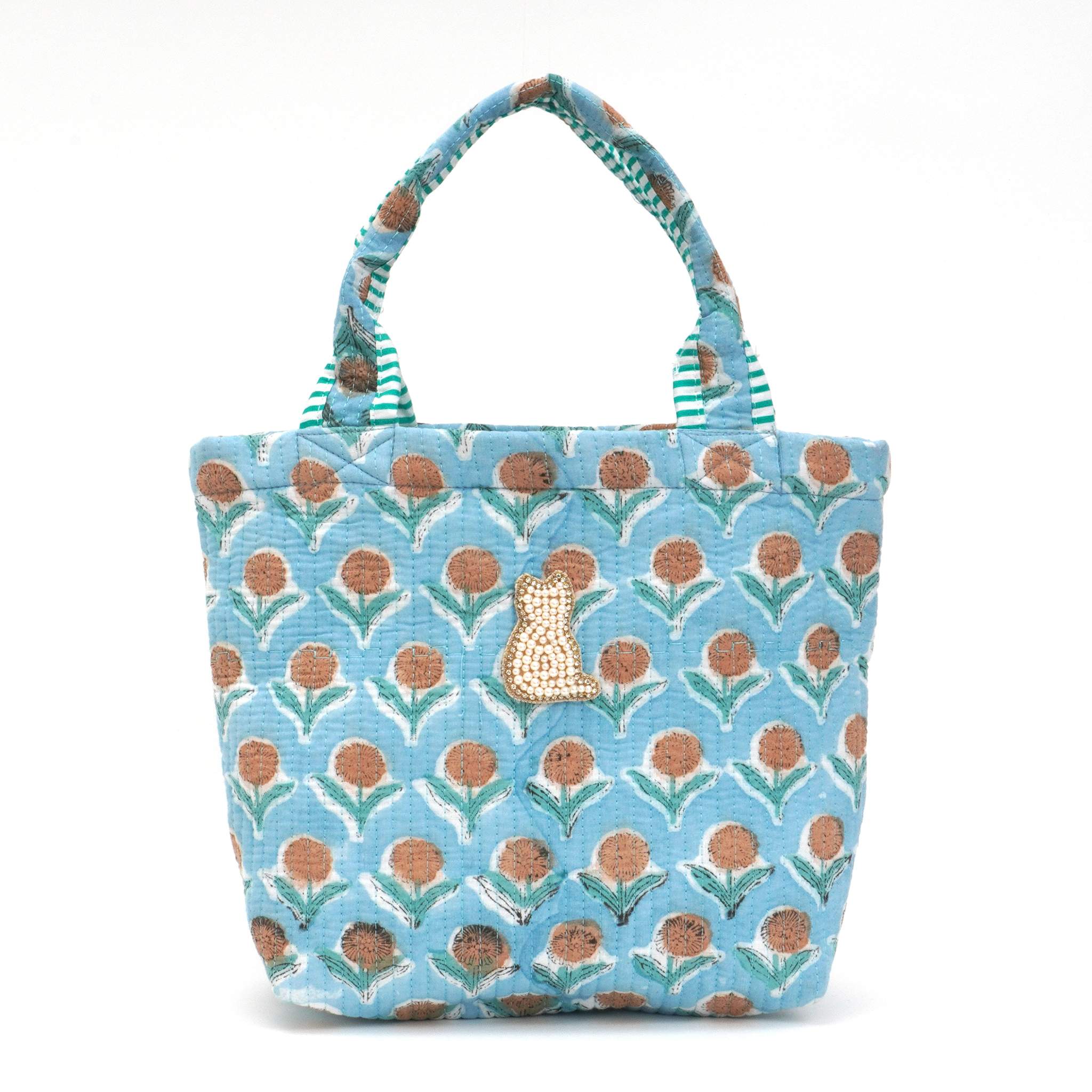 ブロックプリントバッグ｜ねこ