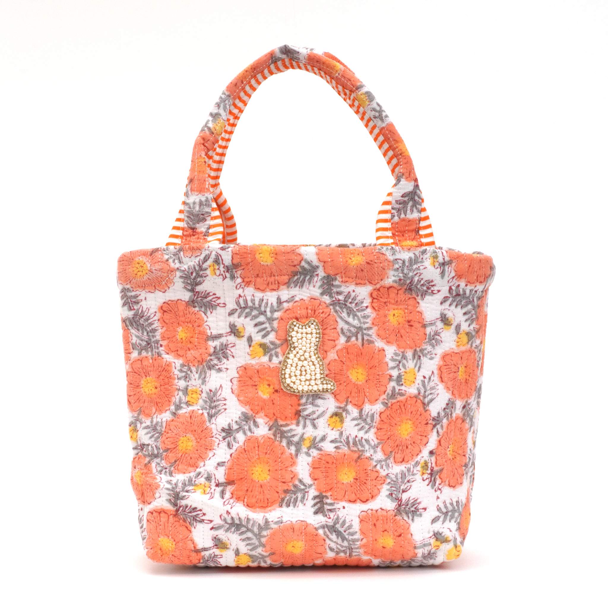 ブロックプリントバッグ｜ねこ