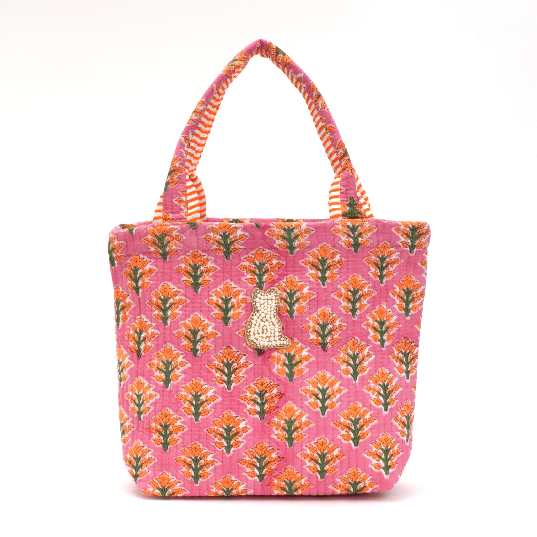 ブロックプリントバッグ｜ねこ