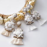 Pom pomotif x tassel earrings