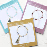 Glass beads x long tassel rubber bracelet handmade kit