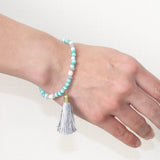 Glass beads x long tassel rubber bracelet handmade kit