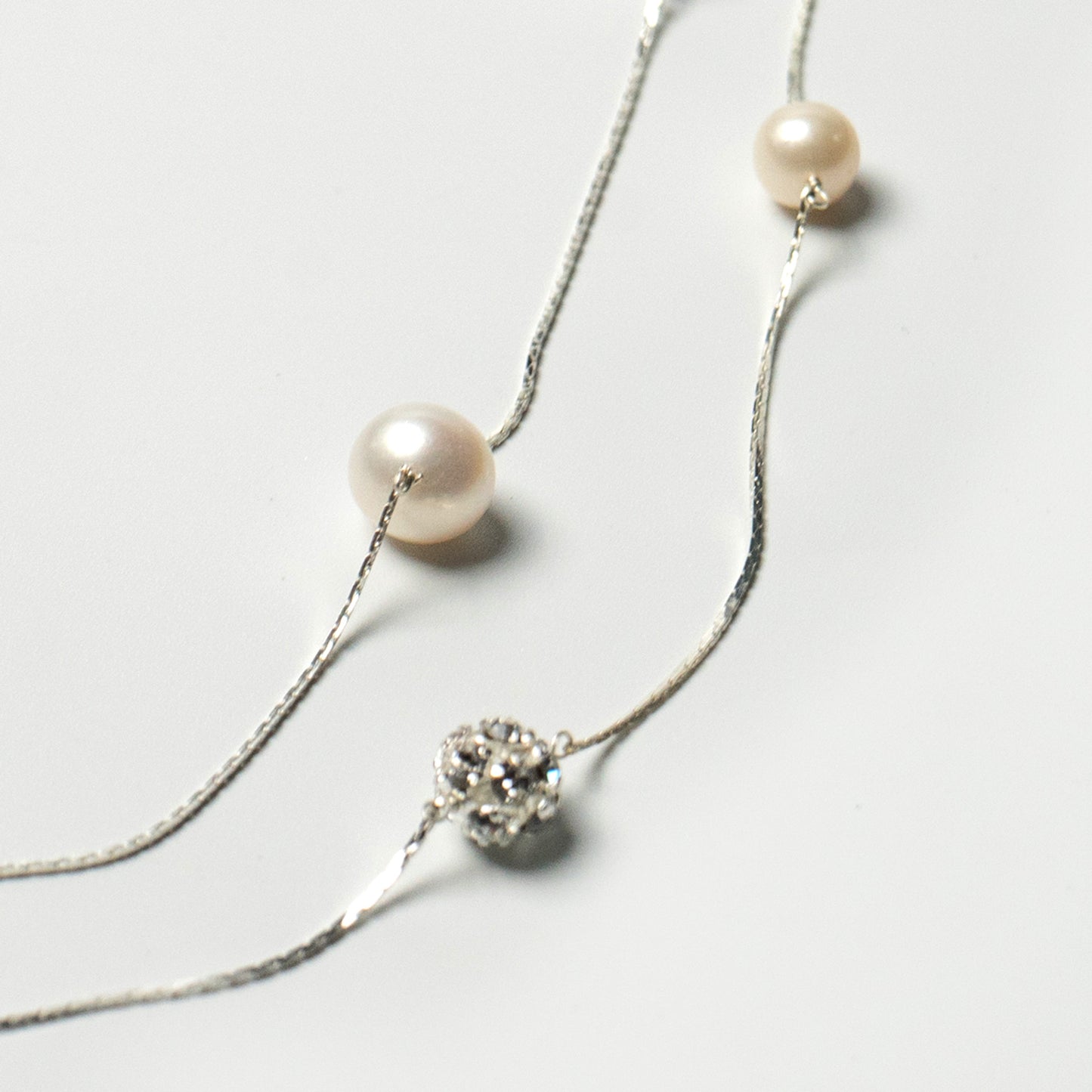 Freshwater pearl twin station necklace