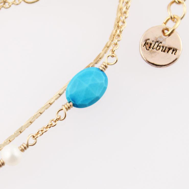 Turquoise x freshwater pearl twice bracelet