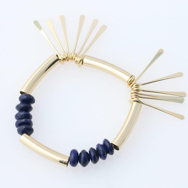 Lapis lazuli x metal motif bracelet