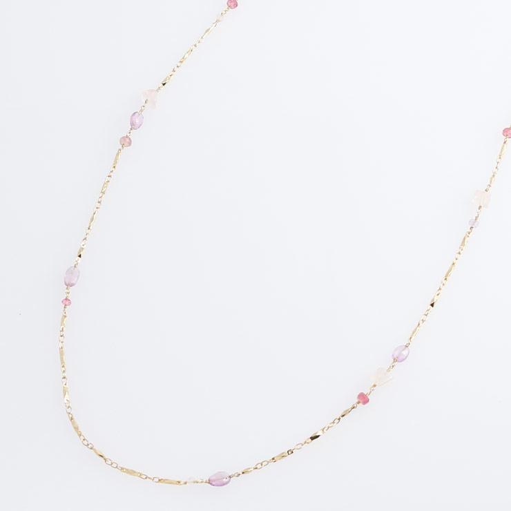 Rose Quartz x Pink Amethyst x Pink Tol Marine Long Necklace