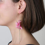 Flower motif x Blackle Chilled Quartz Asymmetric Foop Clip-on earringss