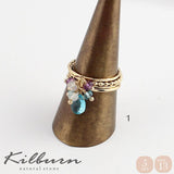 Natural stone apatite amethyst / aquamarine ring