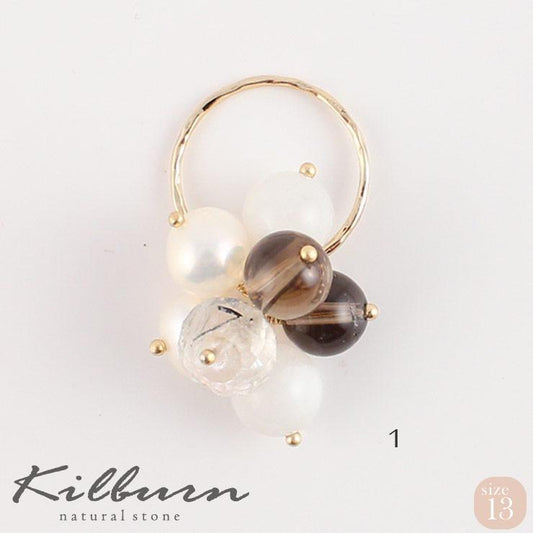 Moonstone Rainbow x Blackle Chill x Freshwater Pearl Ring