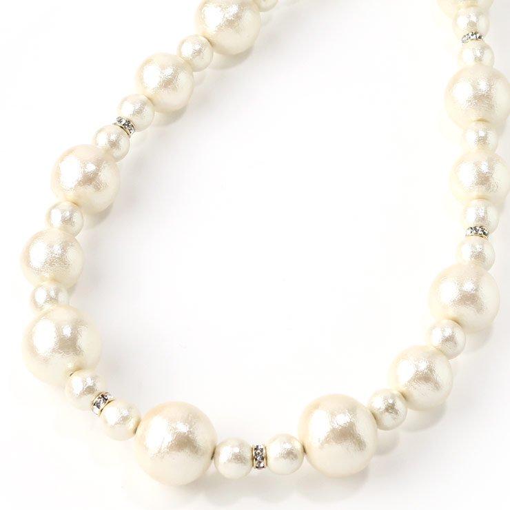 Large cotton pearl short necklace