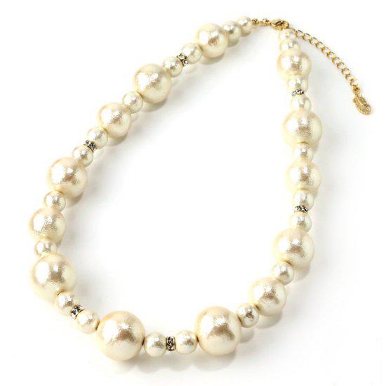 Large cotton pearl short necklace