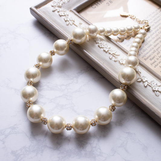 Pearl x Stone short necklace